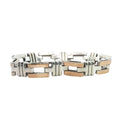 Sterling Silver /14k Yellow Gold 26.1 gram Flat Link Bracelet 9mm 7"inch