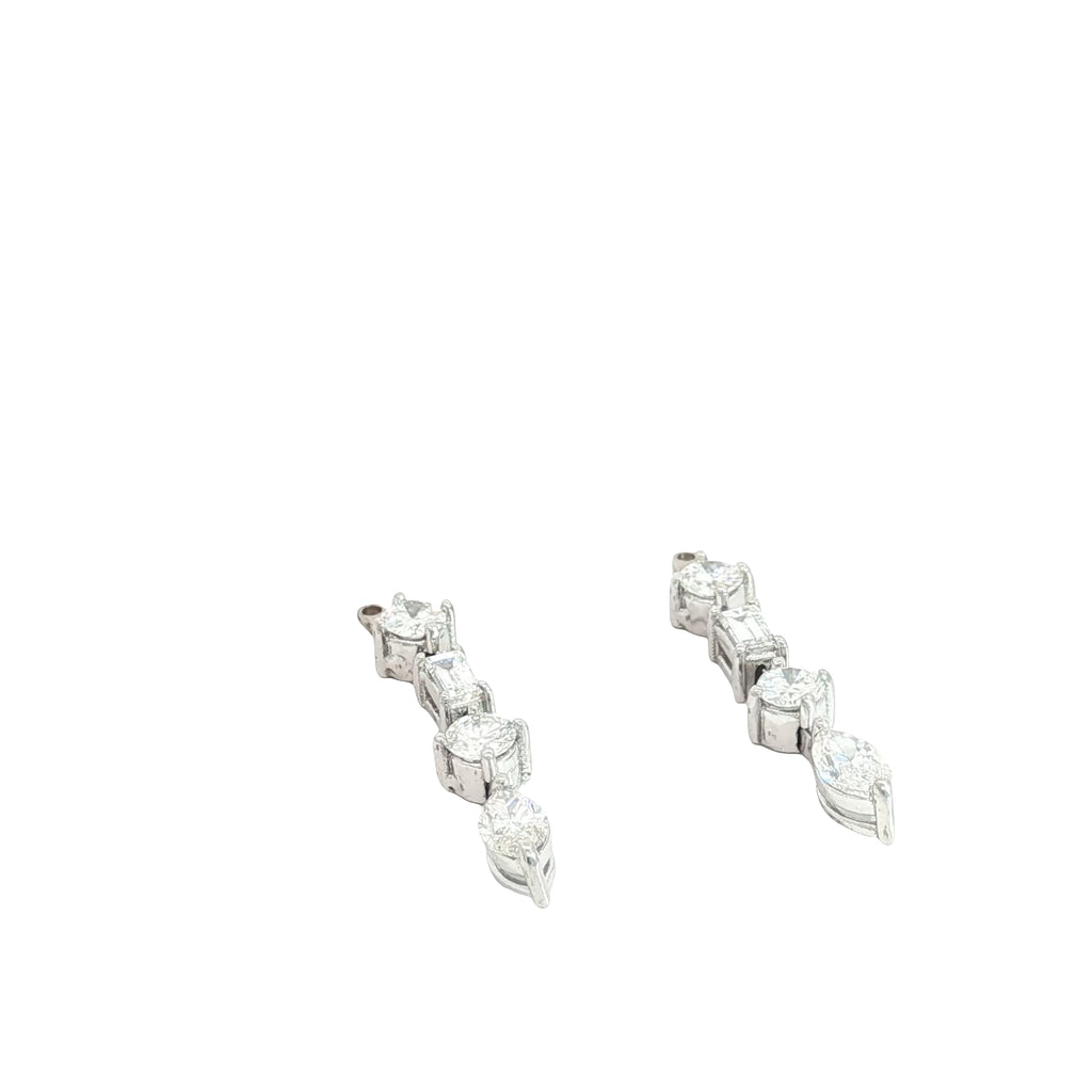 14k White Gold 2.00ct F VS2 Marquise, Emerald Cut, Round Diamond Dangle Earring Jackets (For Stud Earrings)