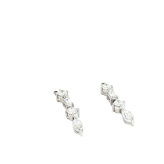 14k White Gold 2.00ct F VS2 Marquise, Emerald Cut, Round Diamond Dangle Earring Jackets