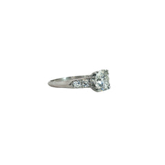 Platinum Antique Vintage 2.00ct F VS2 Round Old Mine Cut Diamond / .75ct Round Old Mine Cut Side Diamond Engagement Ring