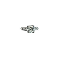 Platinum Antique Vintage 2.00ct F VS2 Round Old Mine Cut Diamond / .75ct Round Old Mine Cut Side Diamond Engagement Ring