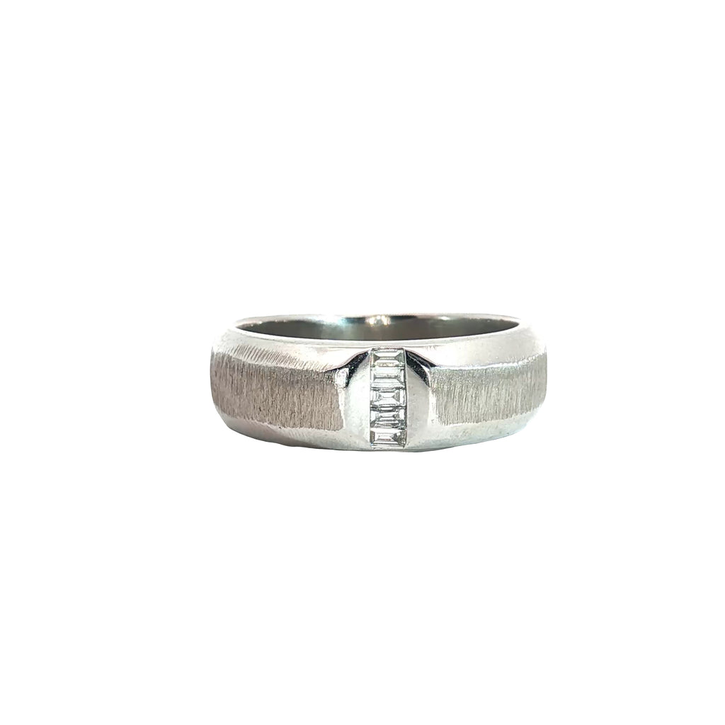 14k White Gold .20ct F VS2 Baguette Diamond Satin Finished Ring