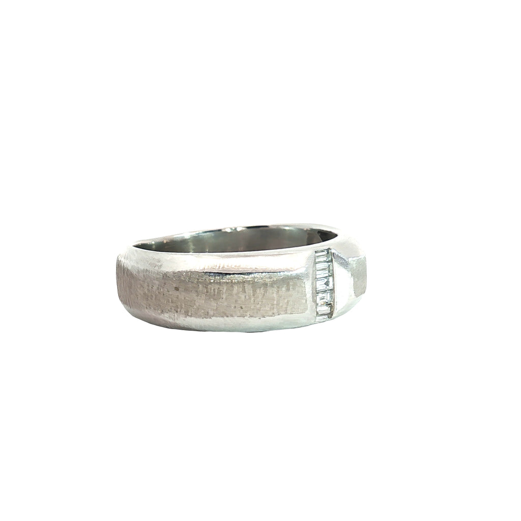 14k White Gold .20ct F VS2 Baguette Diamond Satin Finished Ring