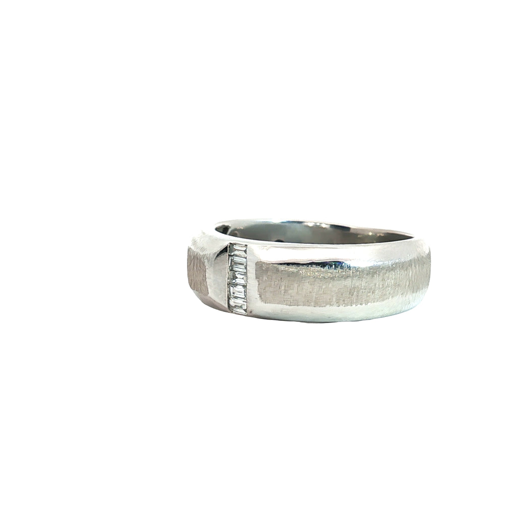 14k White Gold .20ct F VS2 Baguette Diamond Satin Finished Ring