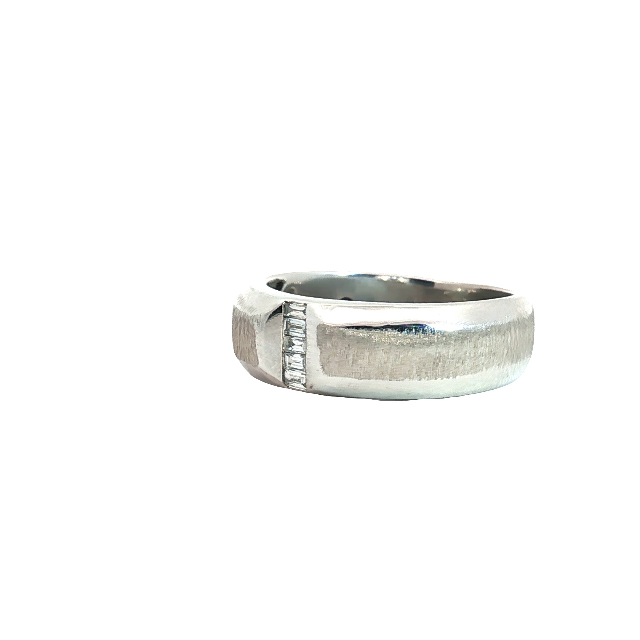 14k White Gold .20ct F VS2 Baguette Diamond Satin Finished Ring