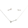 14k White Gold .25ct Round Total Diamond Weight Arrow Pendant and Stud Earrings Set