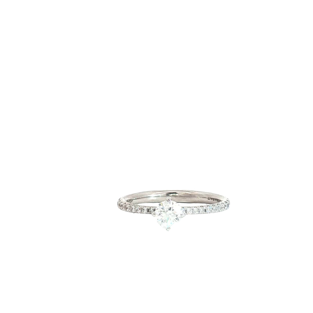 14k White Gold .34ct H VS2 Center Round Diamond /.16ct F VS2 Round Diamond Engagement Ring Certified By GIA # 1383973684