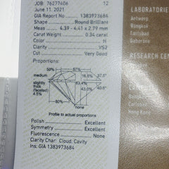 14k White Gold .34ct H VS2 Center Round Diamond /.16ct F VS2 Round Diamond Engagement Ring Certified By GIA # 1383973684