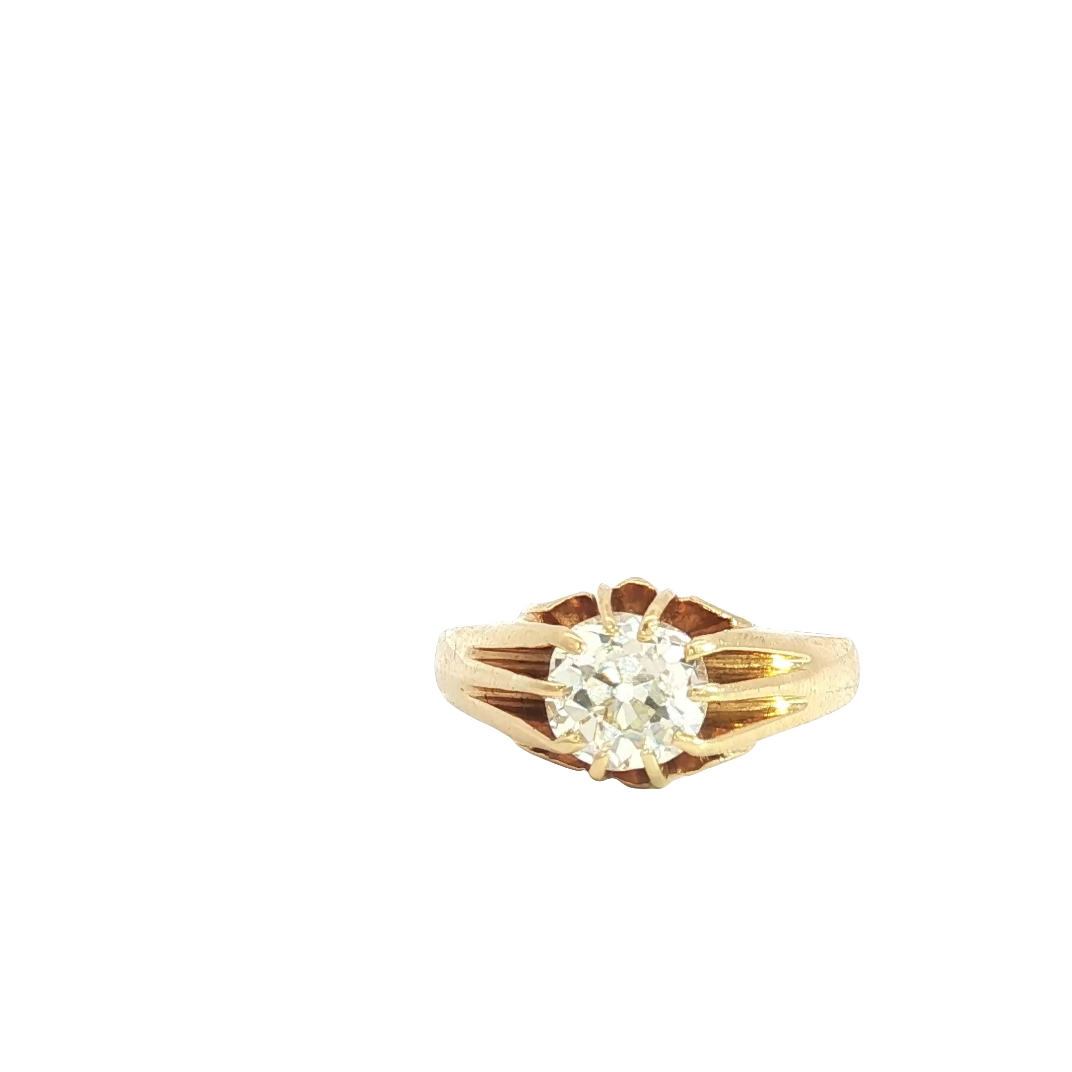 18k Yellow Gold 1.25ct M VS2 Round Vintage Old European Cut Diamond Ring