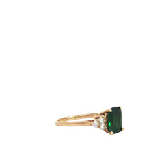 14k Yellow Gold 2.00ct Oval AAA Tsavorite/ .15ct H SI1 Round Diamond Ring