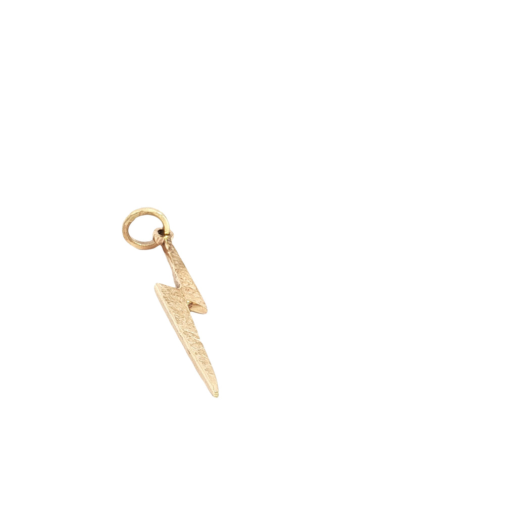 14k Yellow Gold Lighting Bolt Charm / Pendant 1 1/2" Long 1.6 gram