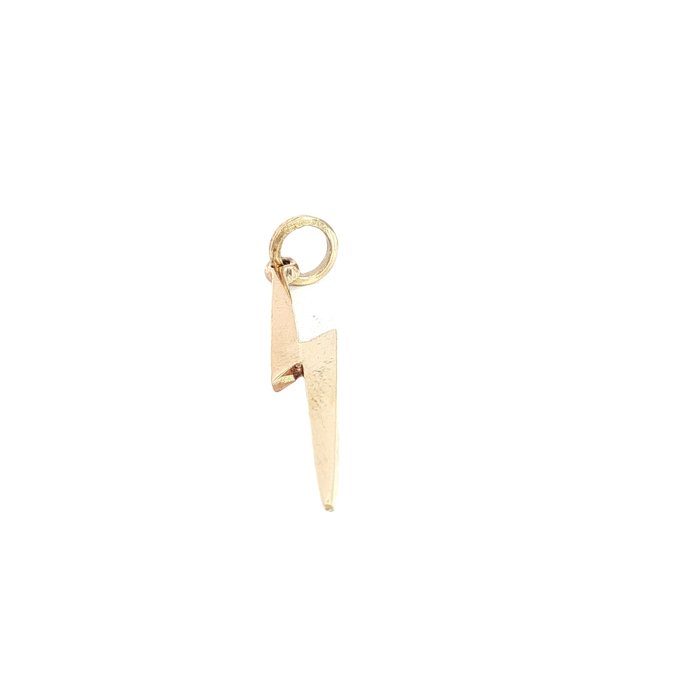 14k Yellow Gold Lighting Bolt Charm / Pendant 1 1/2" Long 1.6 gram