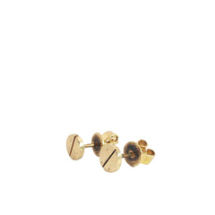 18k Yellow Gold Flat Screw Head Stud Earrings 2 gram 6mm