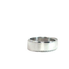 14k White Gold .80ct F VS2 Round Diamond Men Ring 7.5mm Wide Side Set Size 9