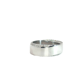 14k White Gold .80ct F VS2 Round Diamond Men Ring 7.5mm Wide Side Set Size 9