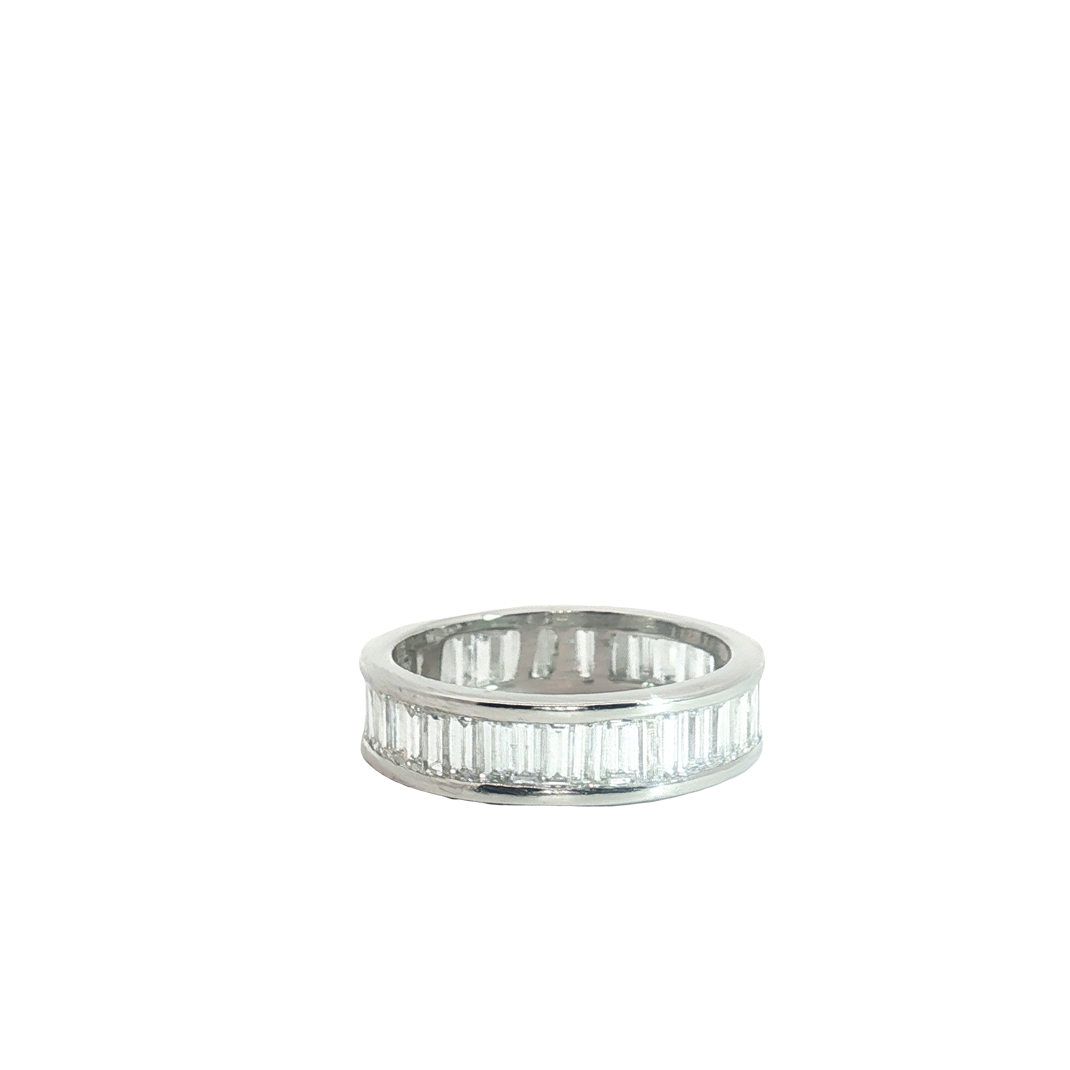 Platinum 4.00ct E VS2 Baguette Diamond Channel Set Eternity Ring  5.7mm Size 8