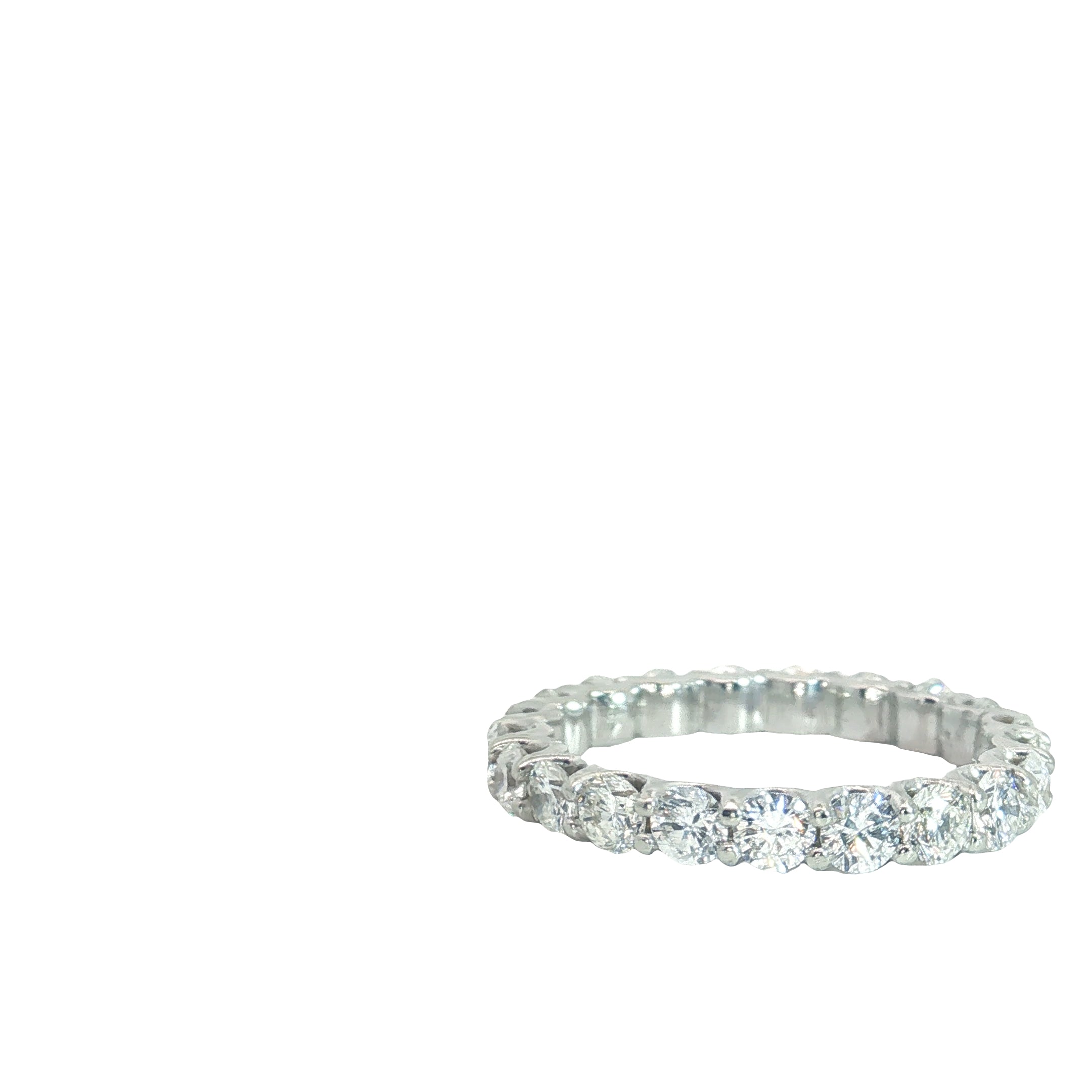14k White Gold 3.00ct E VS2 (21) Round Diamond Eternity Ring Size 8