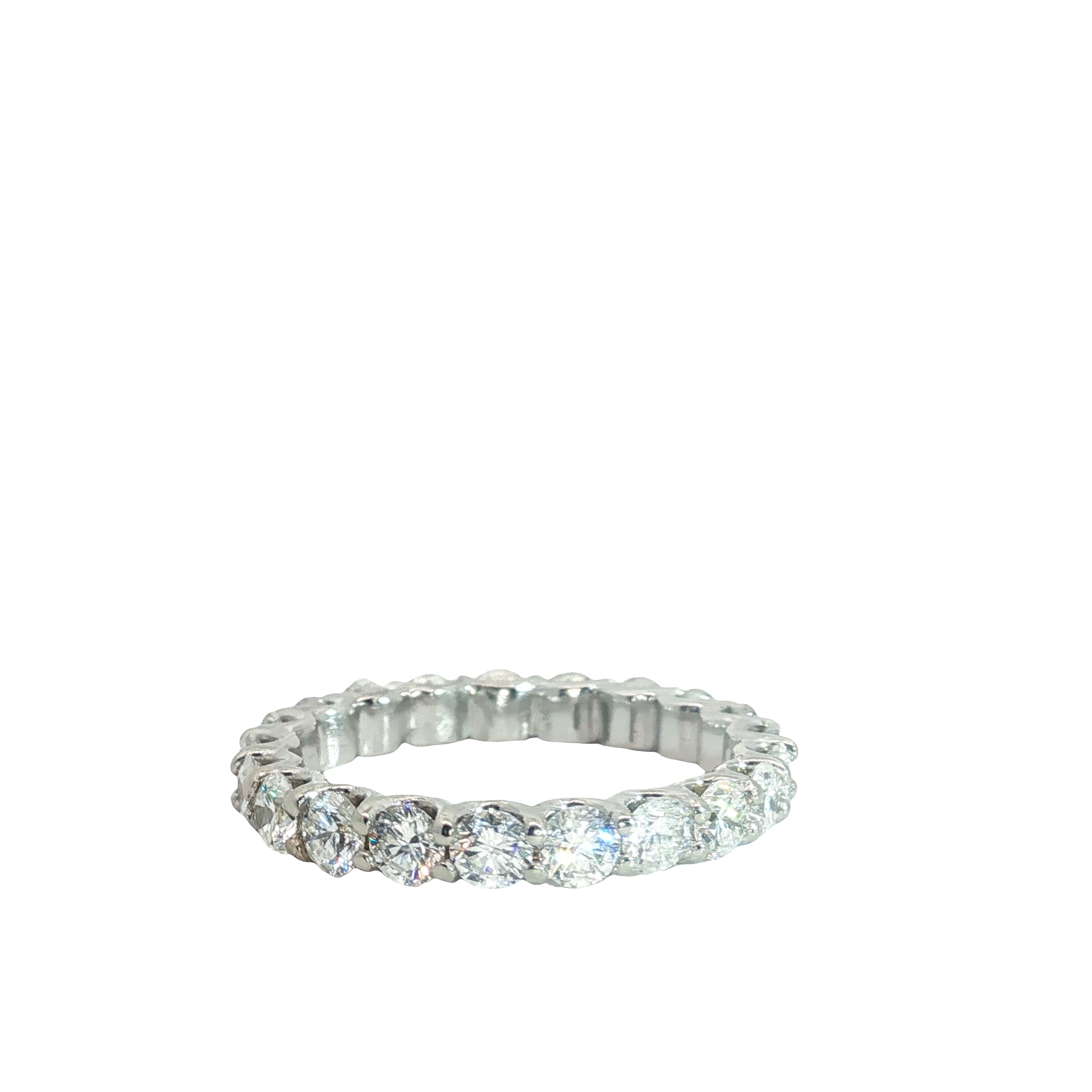 14k White Gold 3.00ct E VS2 (21) Round Diamond Eternity Ring Size 8
