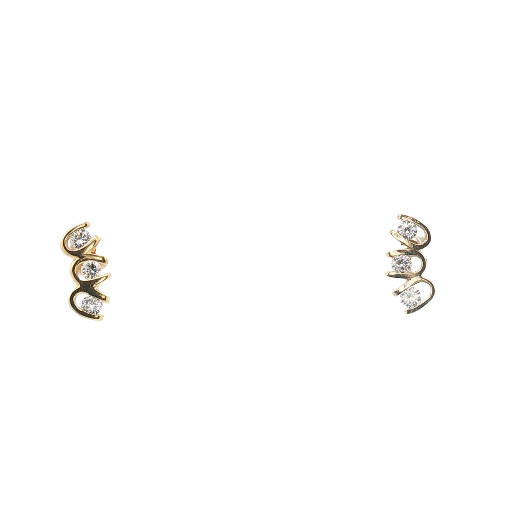 14k Yellow Gold .30ct E VS2 Round Diamond Climber Earrings
