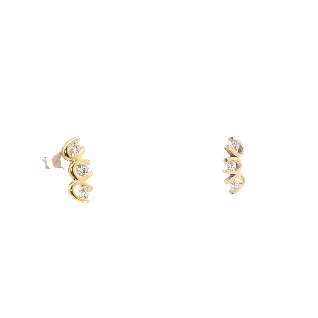 14k Yellow Gold .30ct E VS2 Round Diamond Climber Earrings