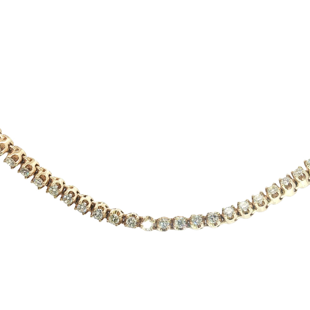 10k Yellow Gold 8.00ct J SI1 Round Diamond Tennis Necklace 18" inch