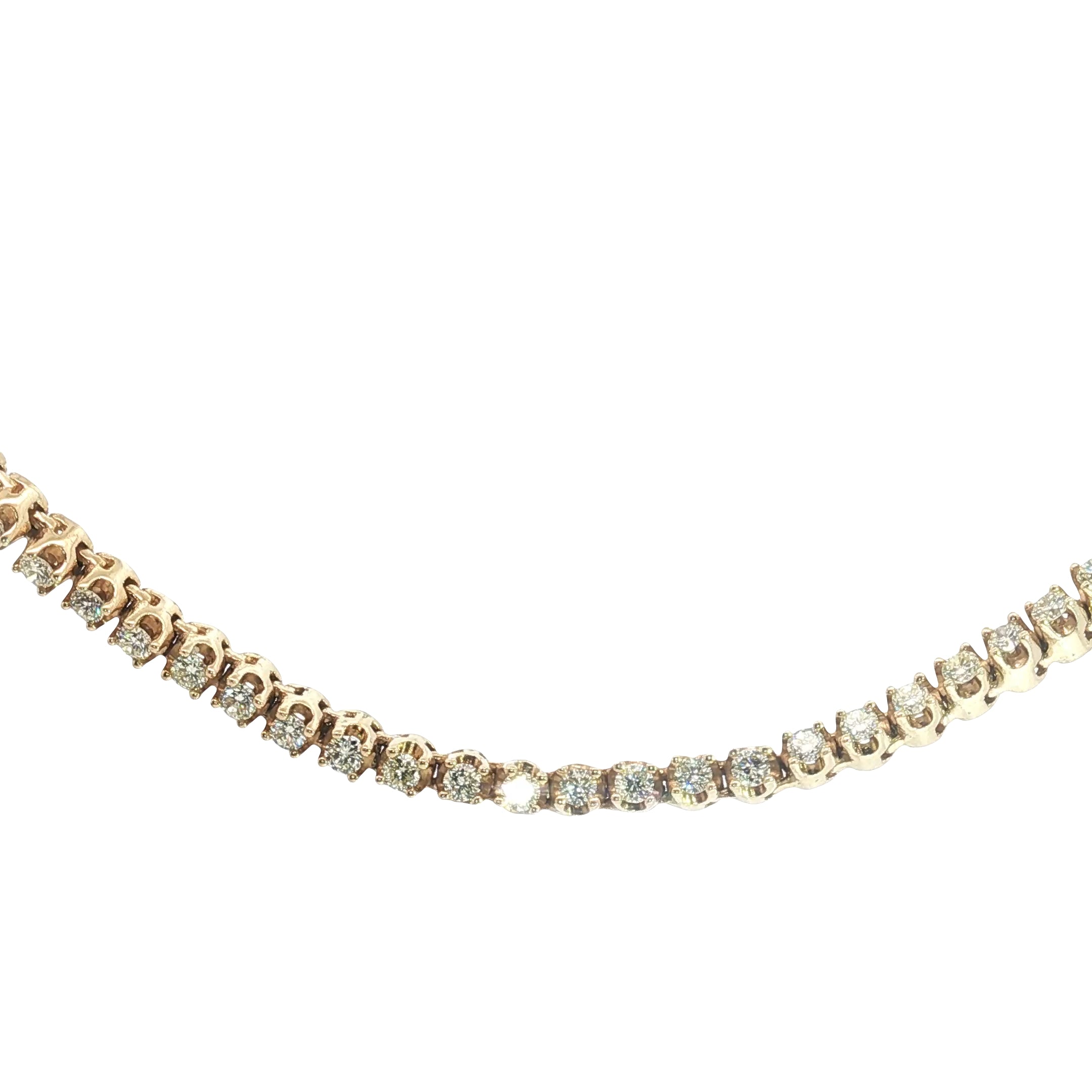10k Yellow Gold 8.00ct J SI1 Round Diamond Tennis Necklace 18" inch