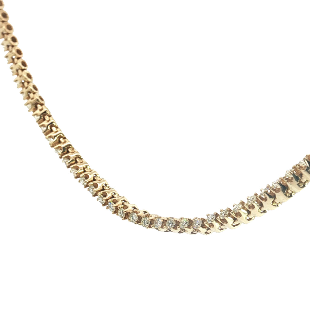 10k Yellow Gold 8.00ct J SI1 Round Diamond Tennis Necklace 18" inch