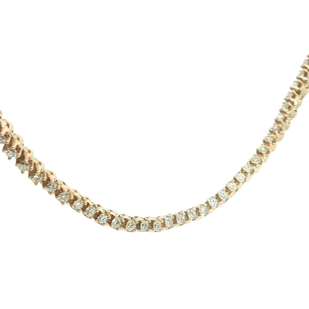 10k Yellow Gold 8.00ct J SI1 Round Diamond Tennis Necklace 18" inch