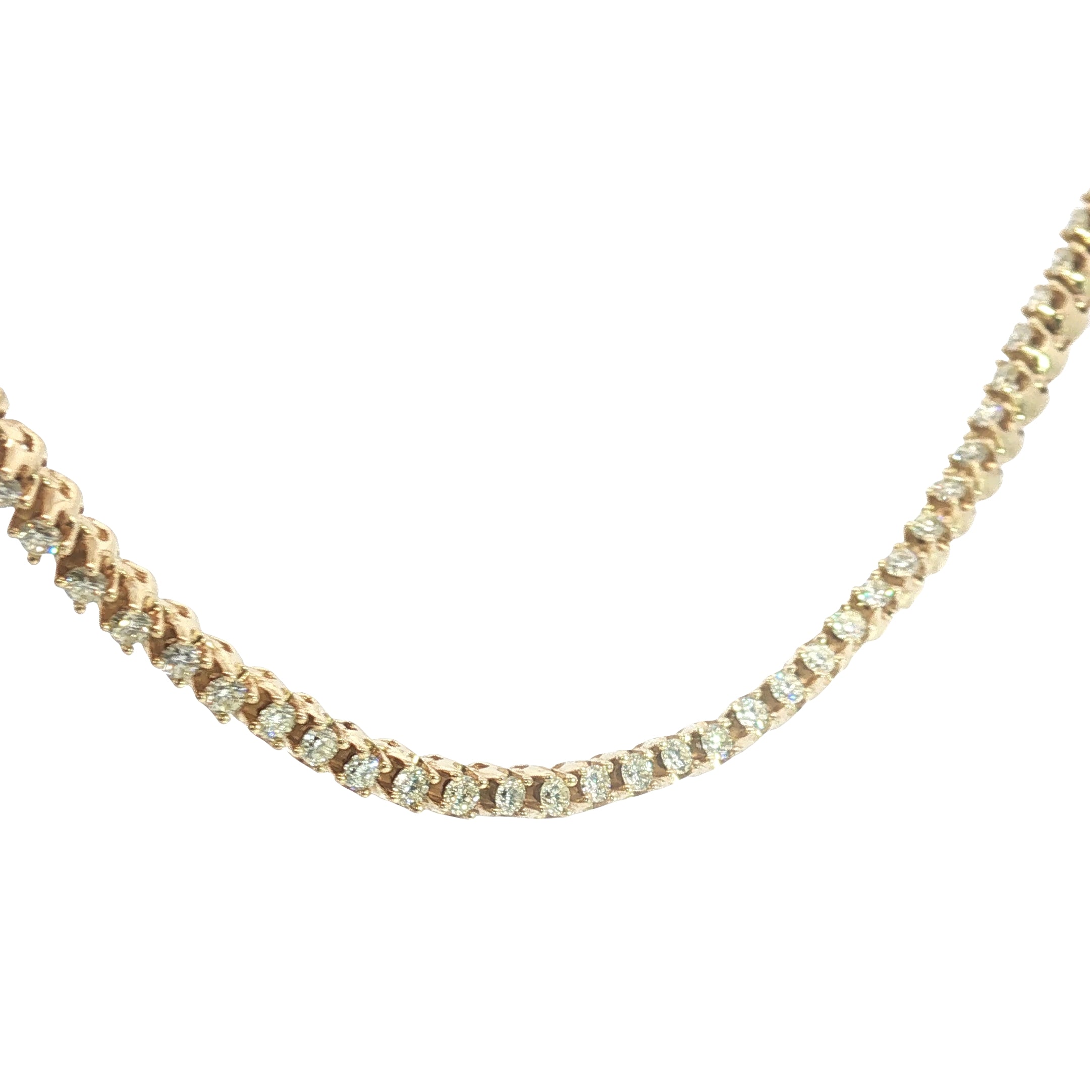 10k Yellow Gold 8.00ct J SI1 Round Diamond Tennis Necklace 18" inch