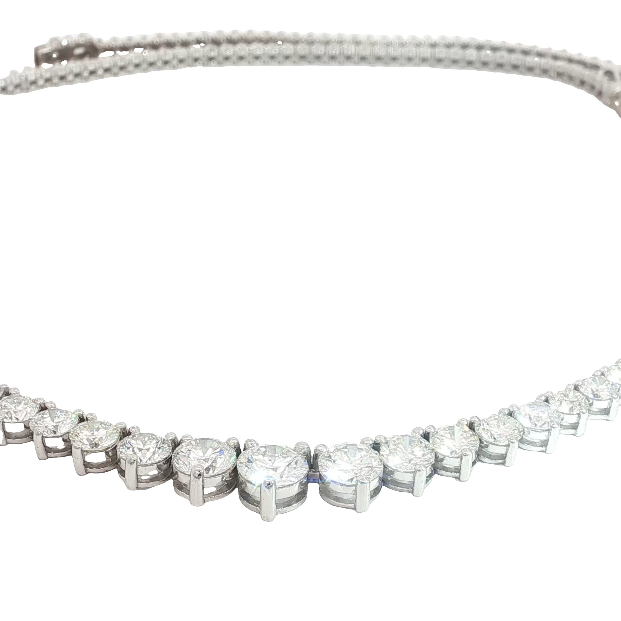 14k White Gold 14.25ct G VS2 / SI1 Round Diamond Riviera Necklace 16" inch