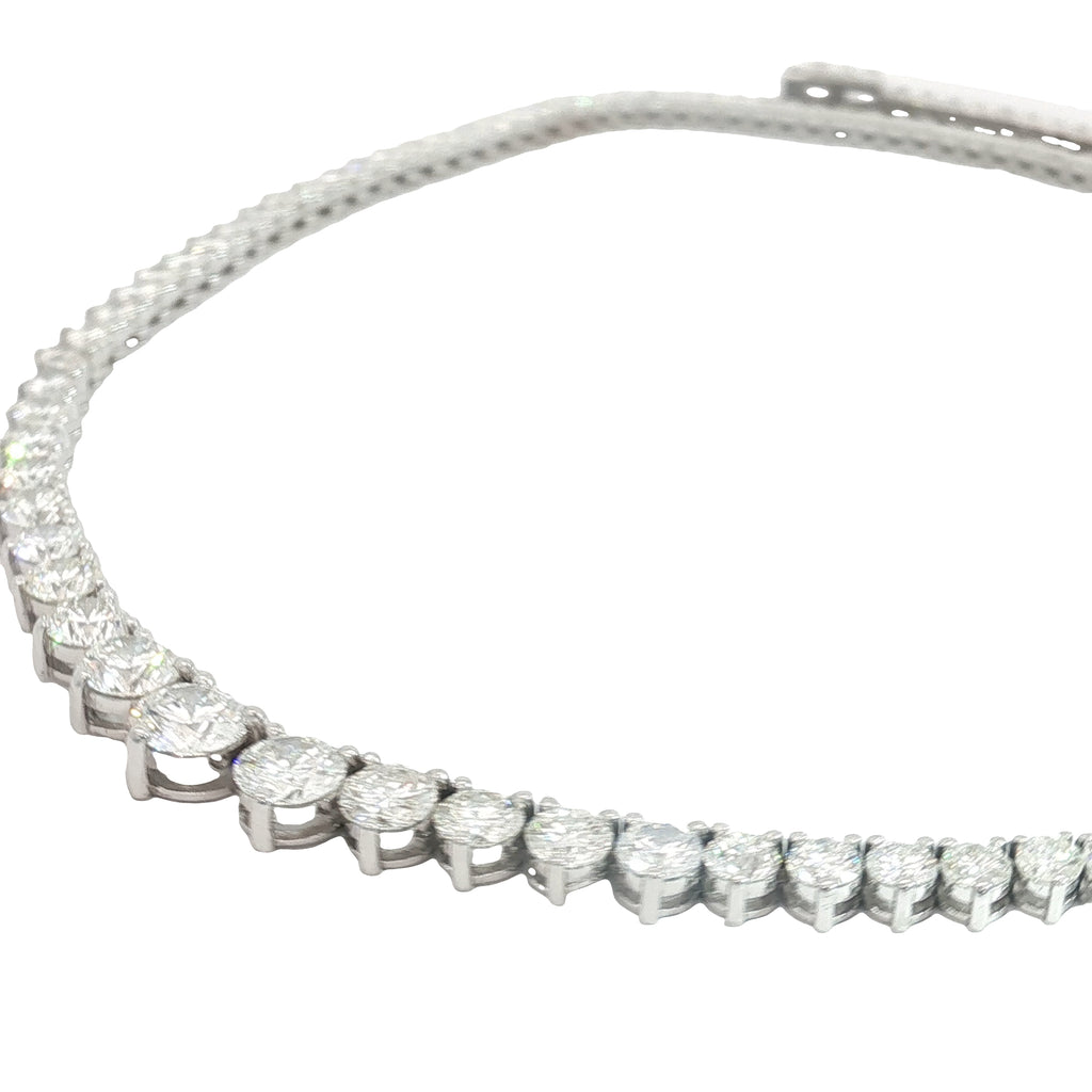 14k White Gold 14.25ct G VS2 / SI1 Round Diamond Riviera Necklace 16" inch