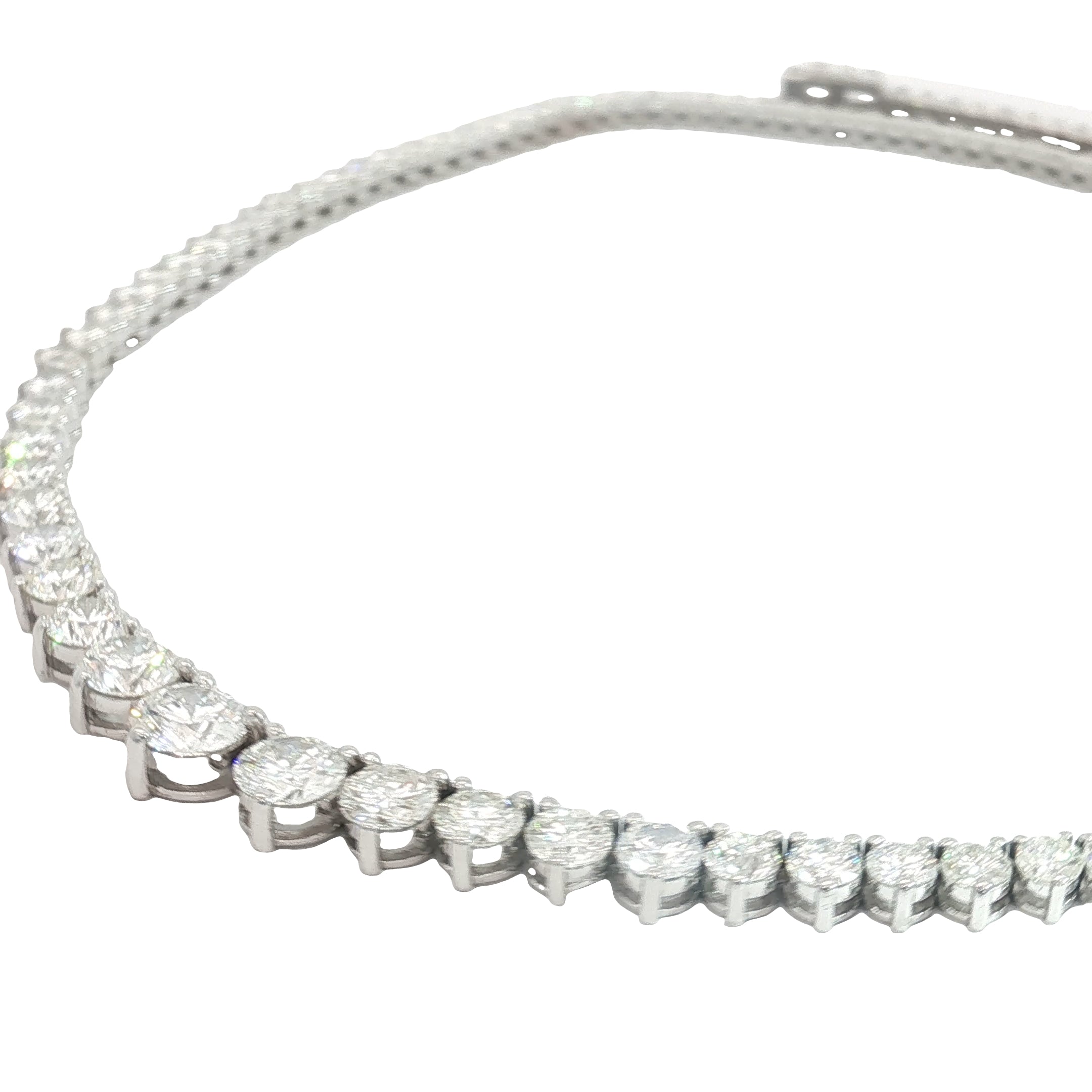 14k White Gold 14.25ct G VS2 / SI1 Round Diamond Riviera Necklace 16" inch