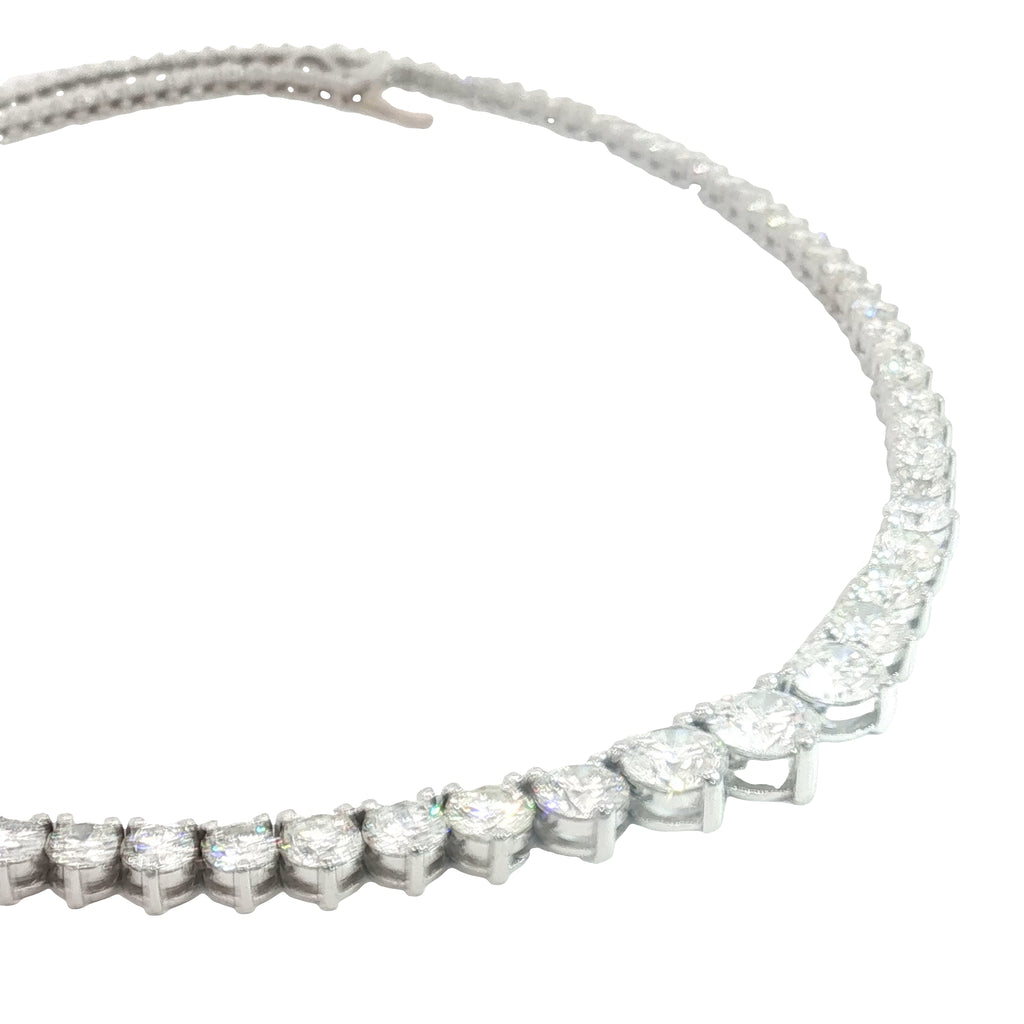 14k White Gold 14.25ct G VS2 / SI1 Round Diamond Riviera Necklace 16" inch
