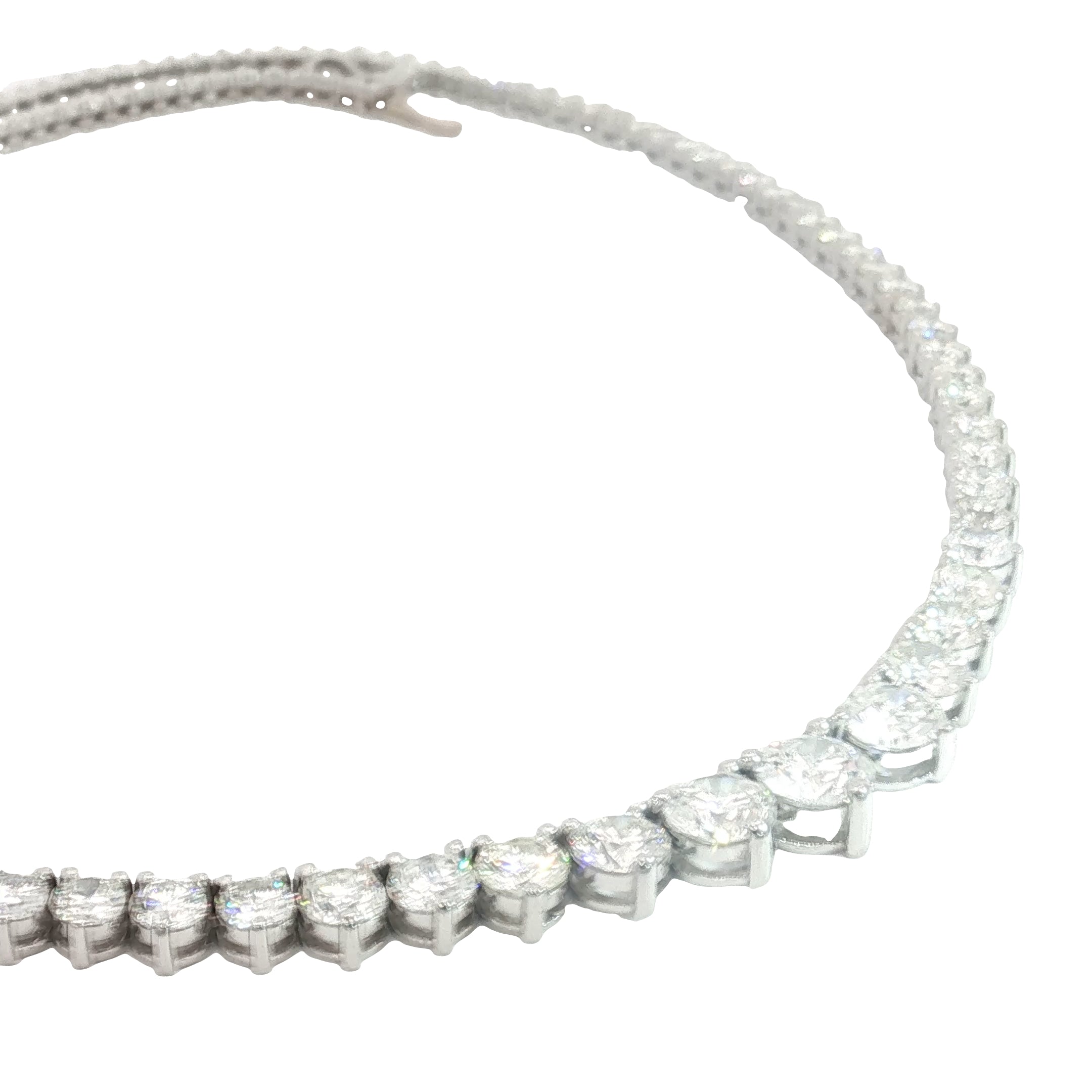 14k White Gold 14.25ct G VS2 / SI1 Round Diamond Riviera Necklace 16" inch