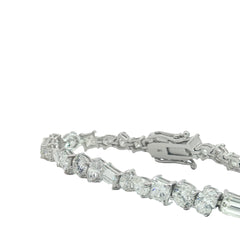 14k White Gold 15.28ct F/G VS2 Princes Cut, Emerald Cut, Pear Shape, Heart, Round, Marquis and Oval (30) Multi Shape Total Diamonds Tennis Bracelet