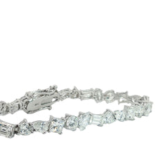 14k White Gold 15.28ct F/G VS2 Princes Cut, Emerald Cut, Pear Shape, Heart, Round, Marquis and Oval (30) Multi Shape Total Diamonds Tennis Bracelet