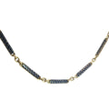 18k Yellow Gold Antique 14 Inch Blue Enamel Choker Necklace Weighing 12 Grams