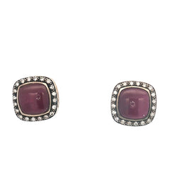 Pre-Loved David Yurman Star Ruby and Diamond Moonlight Ice Ear Clip Earrings 925 Silver
