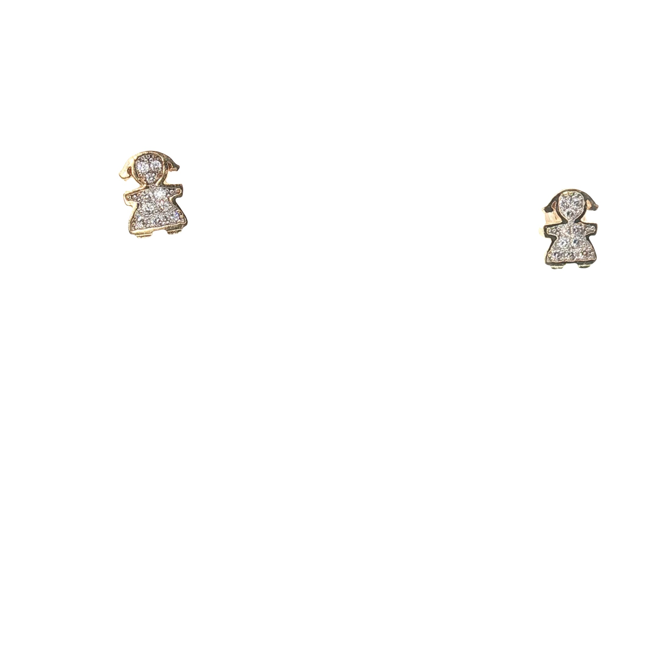 14k Yellow Gold Baby Girl Round Cubic Zirconium Stone Stud Earrings