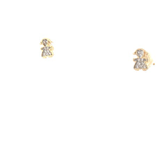 14k Yellow Gold Baby Girl Round Cubic Zirconium Stone Stud Earrings