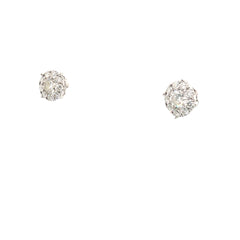 14k White Gold .35ct Round Center /.30ct G VS2 Round Halo 7.5mm 1ct Total Weight Stud Earrings