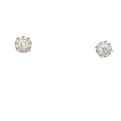 14k White Gold .35ct Round Center /.30ct G VS2 Round Halo 7.5mm 1ct Total Weight Stud Earrings