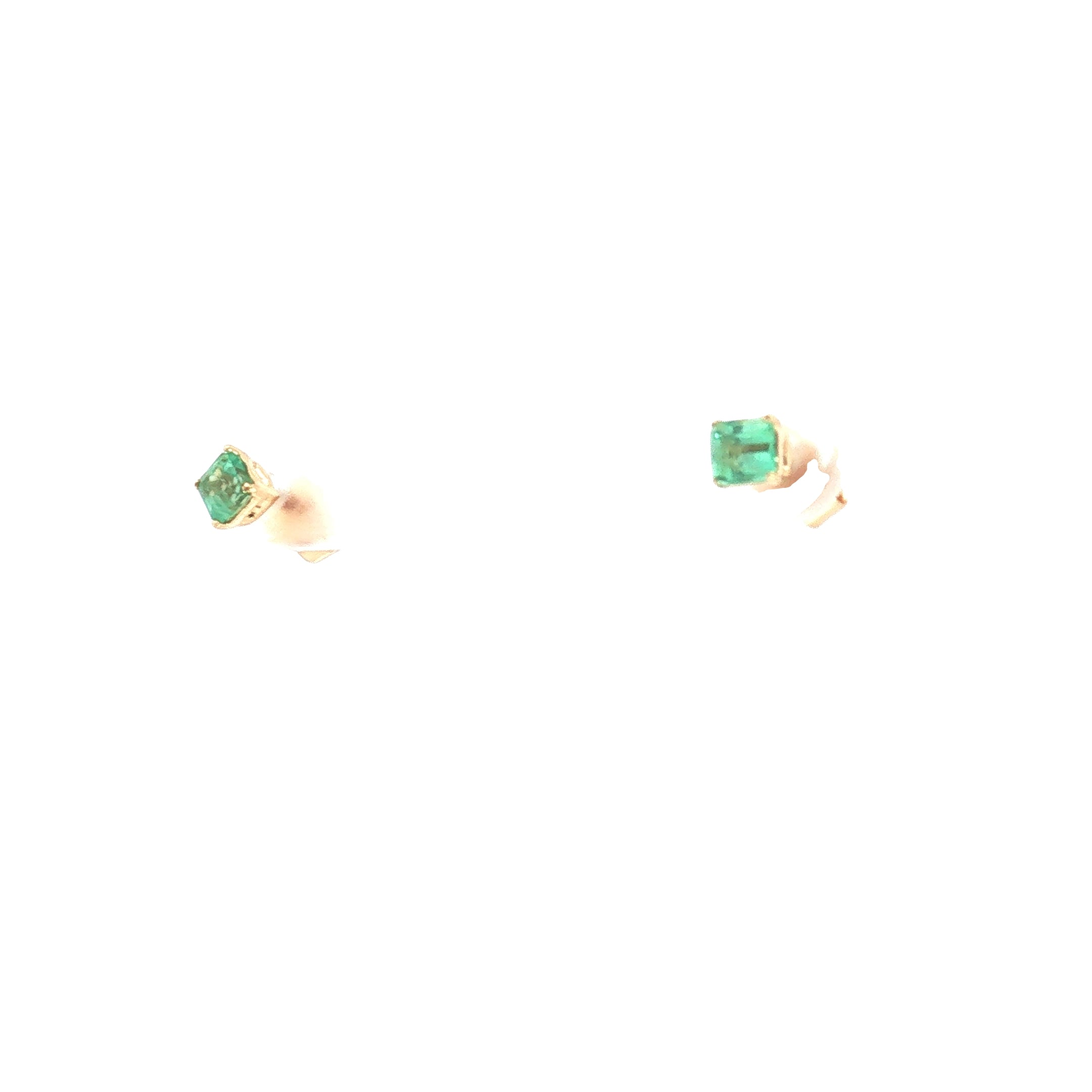 18k Yellow Gold .50ct Round Colombian Emerald Stud Earrings