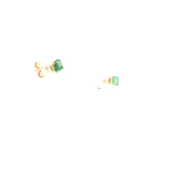 18k Yellow Gold .50ct Round Colombian Emerald Stud Earrings