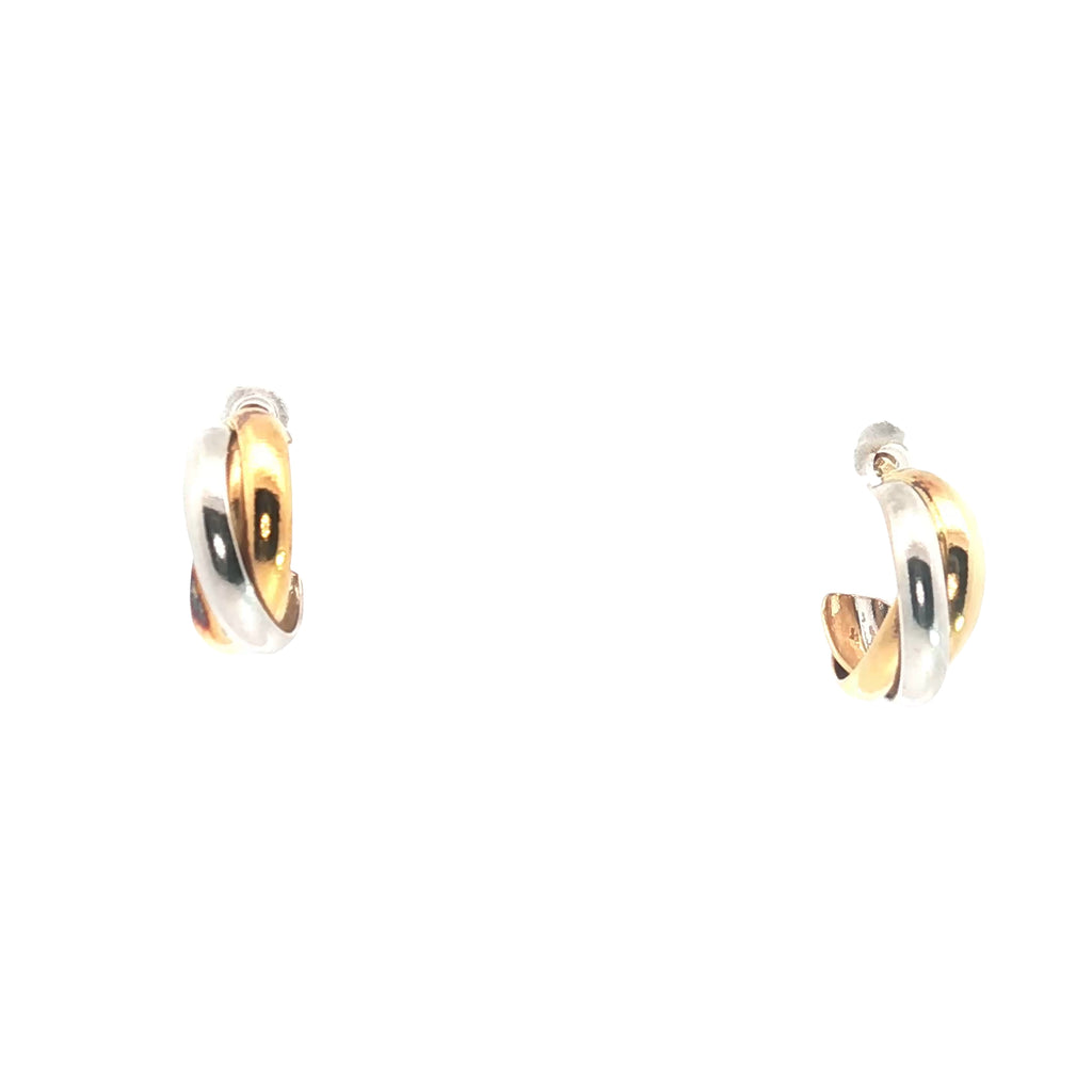 18k Tri-Color Braded Hoop Earrings 5.5mm wide 1/3"inch