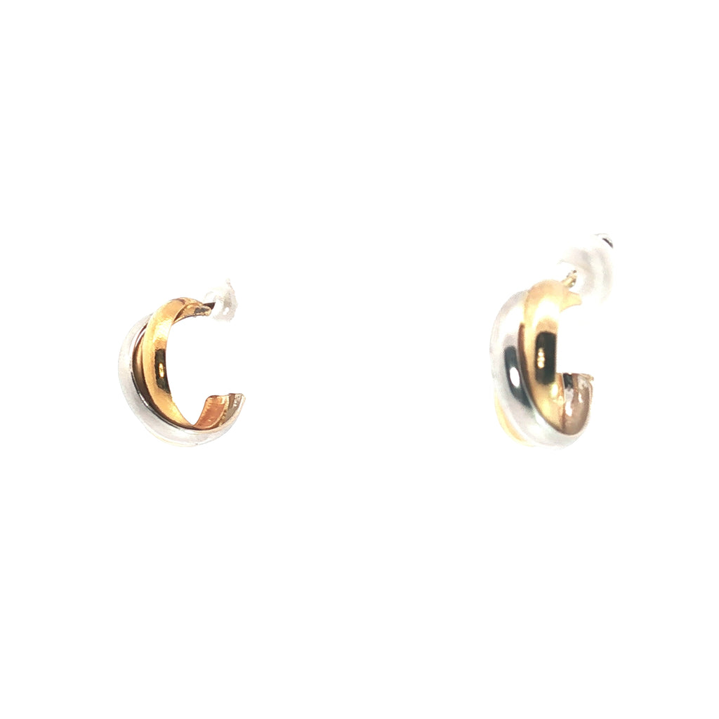 18k Tri-Color Braded Hoop Earrings 5.5mm wide 1/3"inch