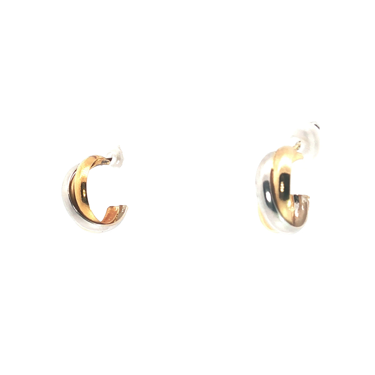 18k Tri-Color Braided Hoop Earrings 5.5mm Wide 1/3"