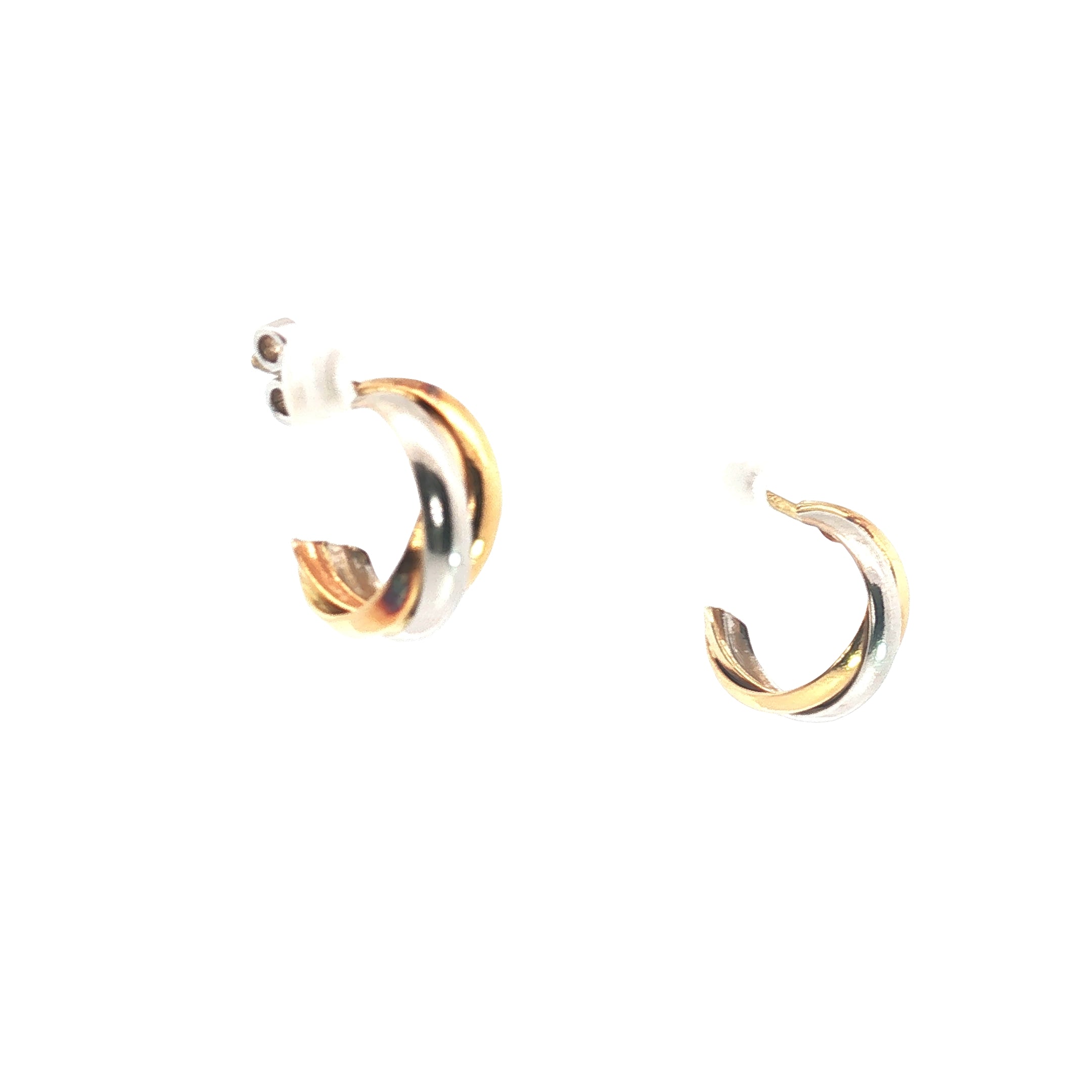 18k Tri-Color Braded Hoop Earrings 5.5mm wide 1/3"inch