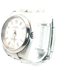 Pre-Owned Air King Rolex Watch /Stainless Steel / Date/ White Dial / Pink Marks
