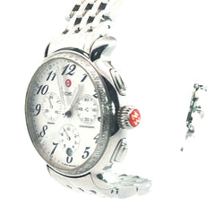 Pre-Owned Michele Fluette Diamond Bezel Chronograph Stainless Steel Woman Watch